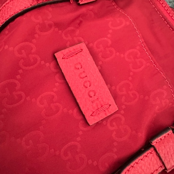 Gucci Red GG Nylon Tote Bag with Leather Trim - Picture 7 of 16